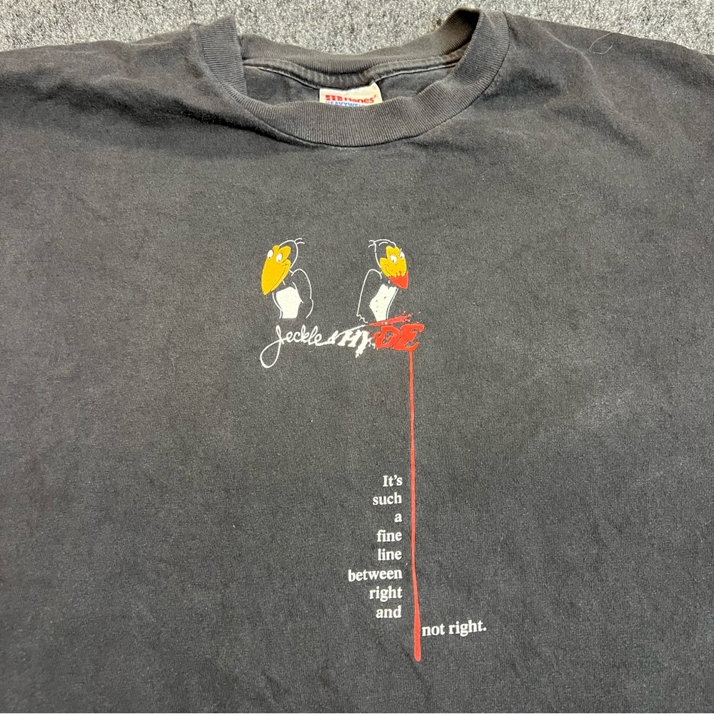 Vintage Jekyll & Hyde Graphic T Shirt Mens XL Hanes Heavyweight Gothic Tee